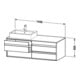 Duravit Meuble sous-lavabo Ketho 140x55x49,6 cm, 4 tiroirs, blanc brillant, droite