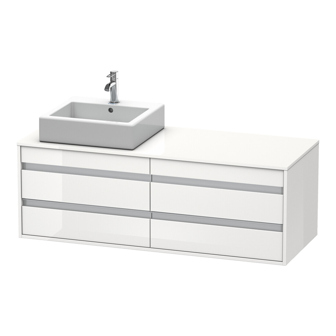 Duravit Meuble sous-lavabo Ketho 140x55x49,6 cm, 4 tiroirs, gauche, blanc mat