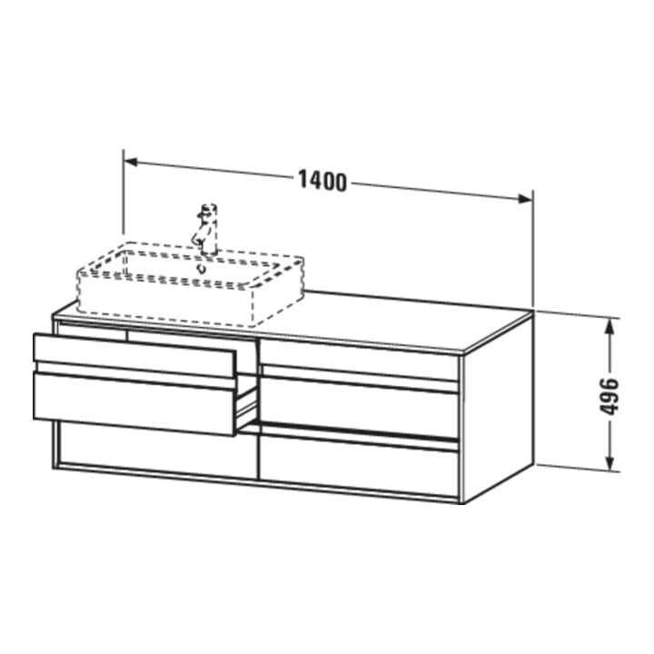 Duravit Meuble sous-lavabo Ketho 140x55x49,6 cm, f AWT, 4 tiroirs, blanc mat