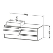 Duravit Meuble sous-lavabo Ketho 140x55x49,6 cm, pour AWT, 4 tiroirs, blanc brillant, basique-3