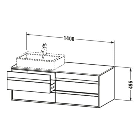 Duravit Meuble sous-lavabo Ketho 140x55x49,6 cm, pour AWT, 4 tiroirs, gris mat