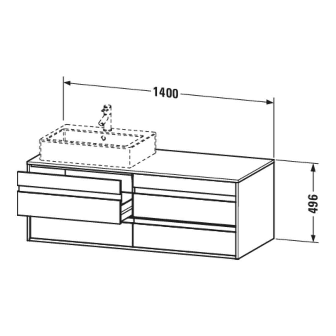 Duravit Meuble sous-lavabo Ketho 140x55x49,6 cm, pour AWT, 4 tiroirs, gris mat