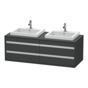 Duravit Meuble sous-lavabo Ketho 140x55x49,6 cm, pour EWT, 4 tiroirs, blanc brillant, gris mat-1