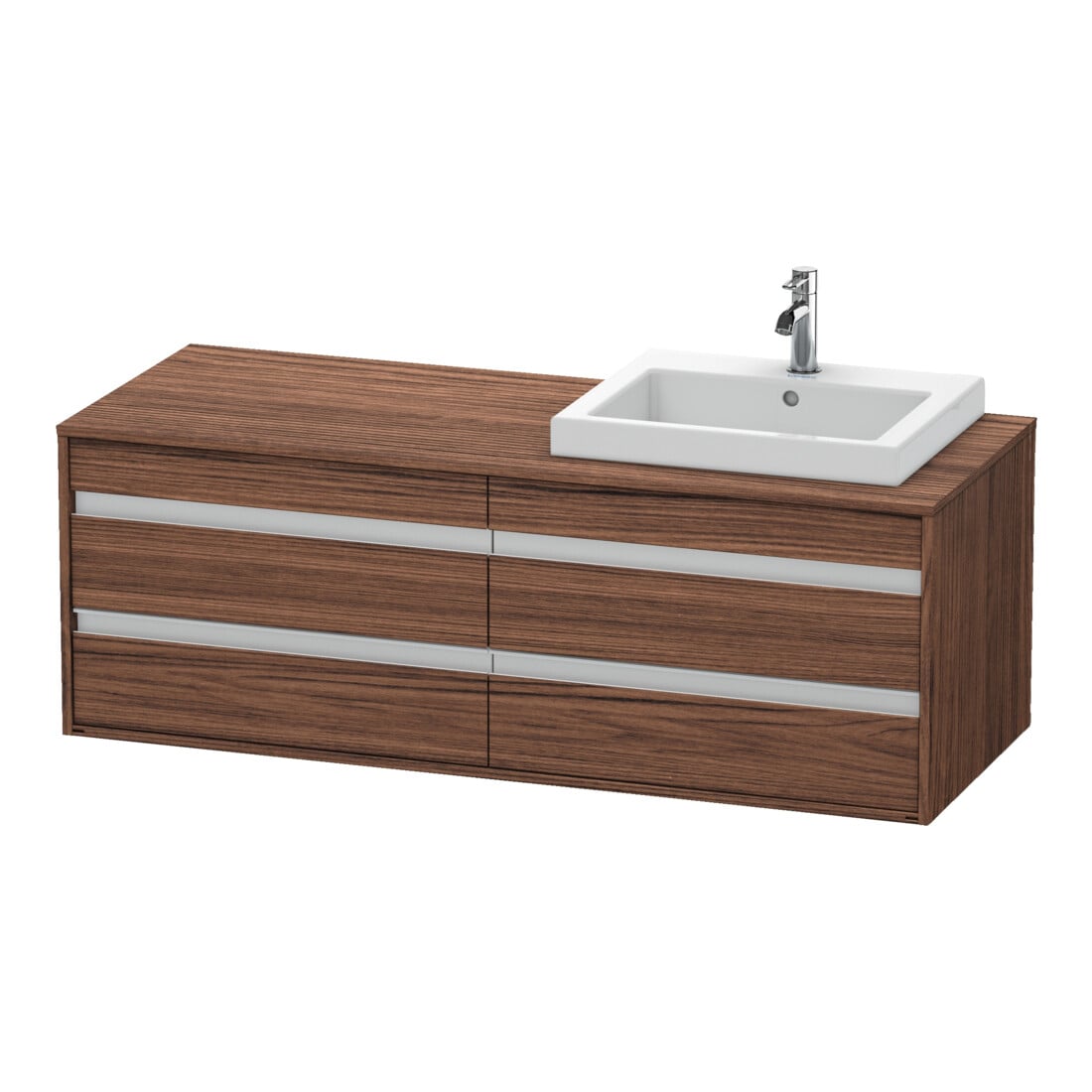 Duravit Meuble sous-lavabo Ketho 140x55x49,6 cm, pour EWT, 4 tiroirs, blanc brillant, noyer foncé