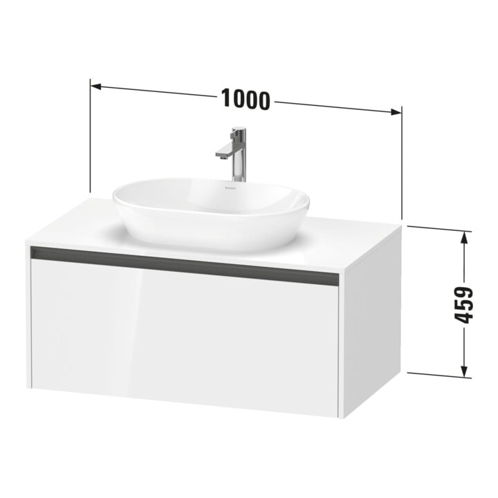 Duravit Meuble sous-lavabo Ketho.2 100x55 cm, blanc, plan avec 1 découpe, suspendu