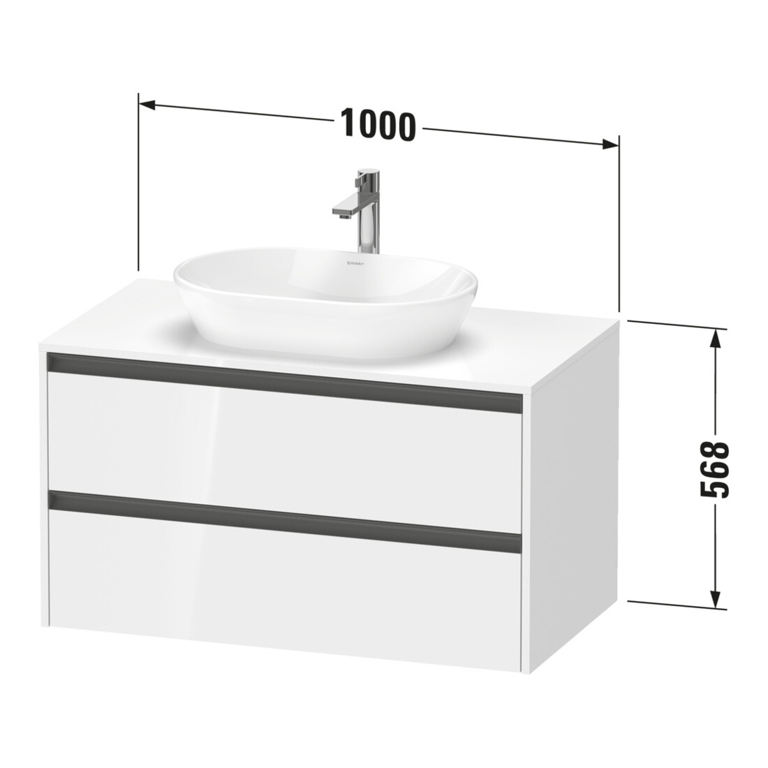 Duravit Meuble sous-lavabo Ketho.2 100x55 cm, E s, Pl m 1 découpe, suspendu