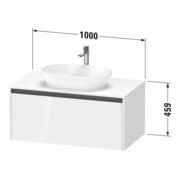 Duravit Meuble sous lavabo Ketho.2 100x55 cm, N N, Pl m 1 découpe, suspendu-3
