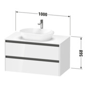 Duravit Meuble sous-lavabo Ketho.2 100x55cm, E N, Pl m 1 découpe, suspendu-3