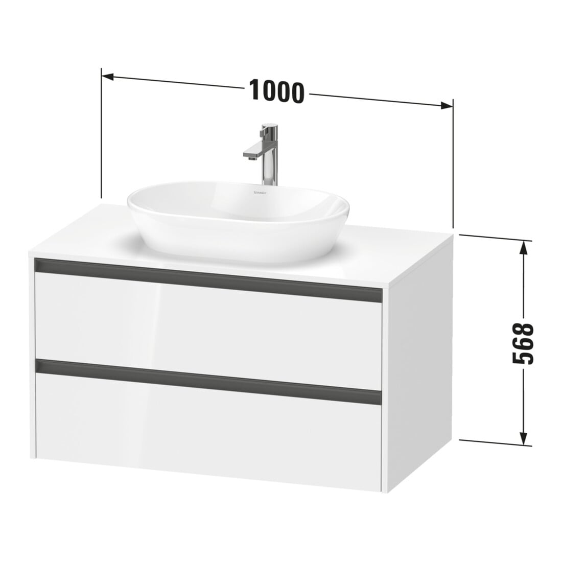 Duravit Meuble sous lavabo Ketho.2 100x55cm, gris, plan m 1 découpe, suspendu