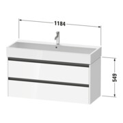 Duravit Meuble sous lavabo Ketho.2 118,4x46 cm, blanc mat, 2 tiroirs, suspendu-4