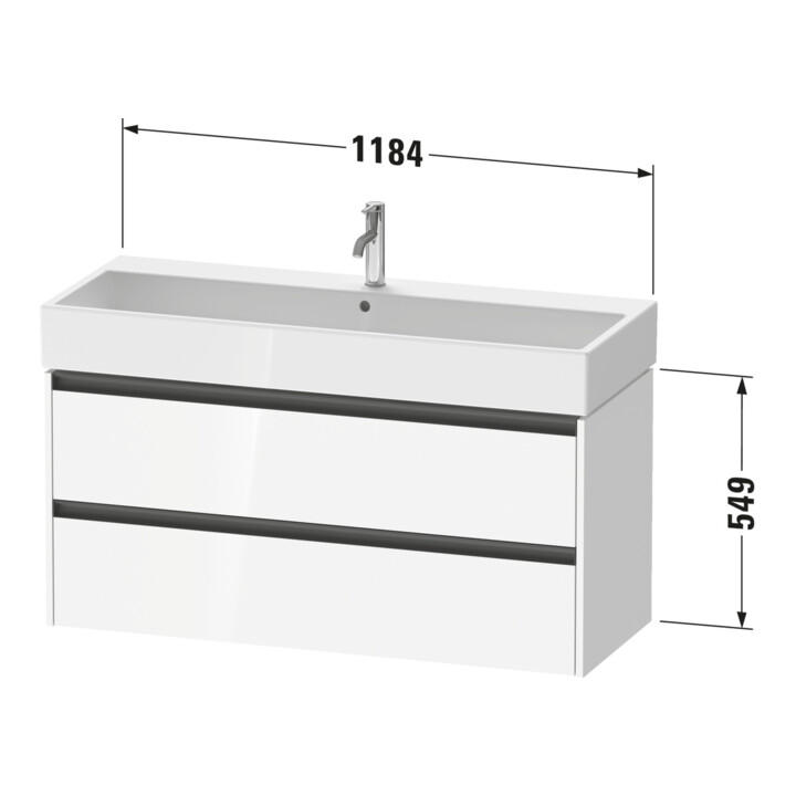 Duravit Meuble sous-lavabo Ketho.2 118,4x46 cm, blanc œuf, 2 tiroirs, suspendu