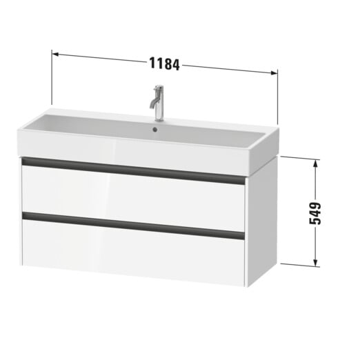 Duravit Meuble sous lavabo Ketho.2 118,4x46 cm, noyer naturel, 2 tiroirs, suspendu