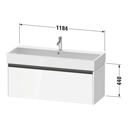 Duravit Meuble sous-lavabo Ketho.2 118,4x46 cm, taupe, 1 tiroir, suspendu