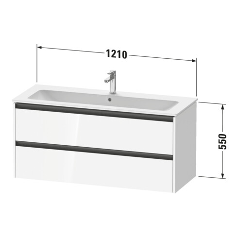 Duravit Meuble sous lavabo Ketho.2 121x48 cm, blanc mat, 2 tiroirs, suspendu