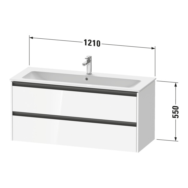 Duravit Meuble sous lavabo Ketho.2 121x48 cm, graphite mat, 2 tiroirs, suspendu