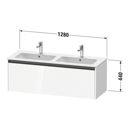 Duravit Meuble sous lavabo Ketho.2 128x48x44 cm, 1 tiroir, suspendu, blanc marbré