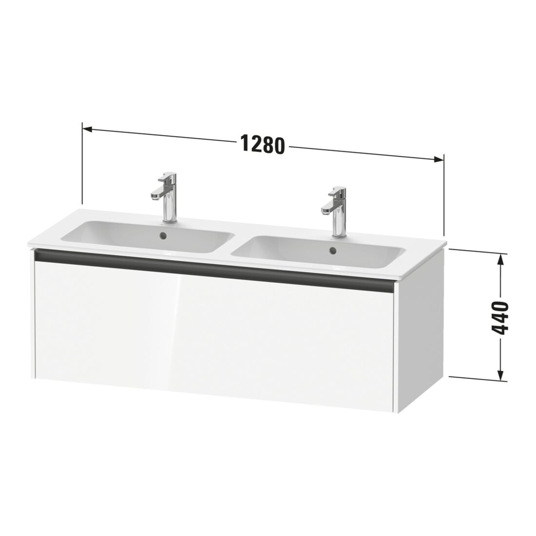 Duravit Meuble sous-lavabo Ketho.2 128x48x44cm, 1 tiroir, suspendu, blanc mat