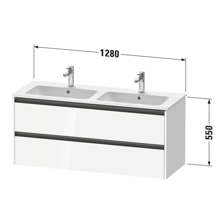 Duravit Meuble sous lavabo Ketho.2 128x48x55 cm, 2 tiroirs, suspendu, graphite mat