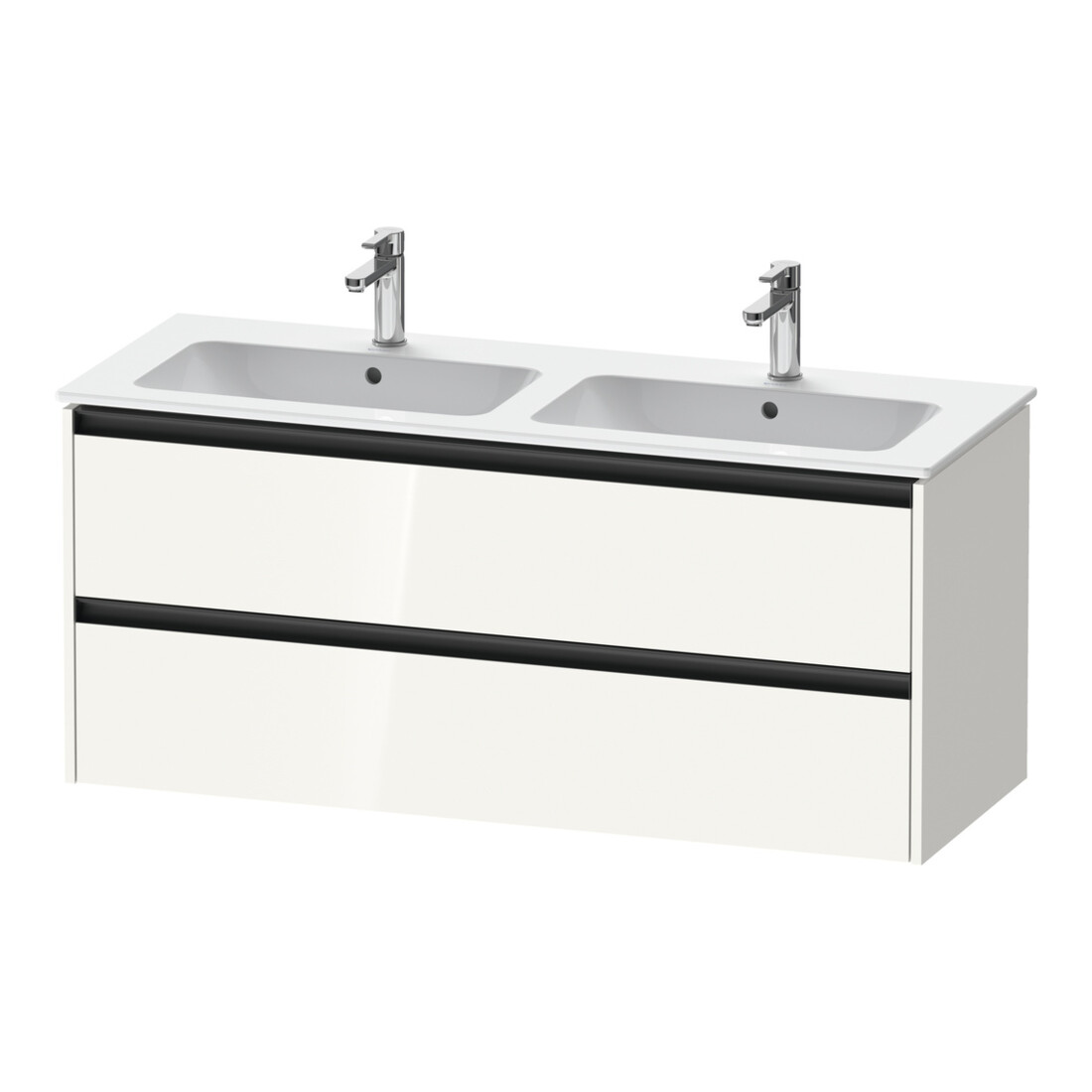 Duravit Meuble sous-lavabo Ketho.2 128x48x55cm, 2 tiroirs, suspendu, blanc brillant