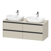 Duravit Meuble sous lavabo Ketho.2 140x55 cm, B blanc brillant, P mat, 4 tiroirs, suspendu