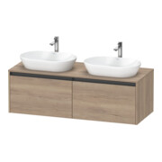 Duravit Meuble sous lavabo Ketho.2 140x55 cm, blanc brillant, marbre œuf, 2 tiroirs, suspendu