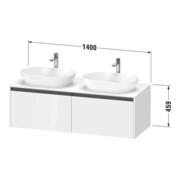 Duravit Meuble sous lavabo Ketho.2 140x55 cm, blanc mat, 2 tiroirs, suspendu-2