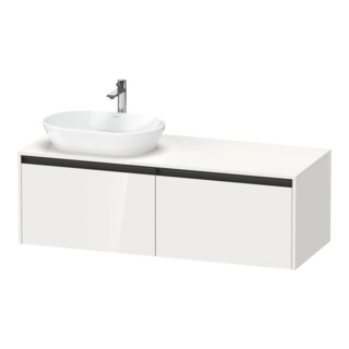 Duravit Meuble sous-lavabo Ketho.2 140x55 cm, G à gauche, blanc brillant, 2 tiroirs, suspendu