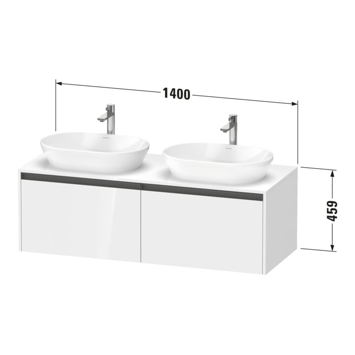 Duravit Meuble sous-lavabo Ketho.2 140x55 cm, G gauche, graph ma, 2 tiroirs, suspendu