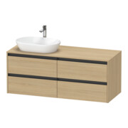 Duravit Meuble sous-lavabo Ketho.2 140x55cm, G à gauche, blanc œuf, 4 tiroirs, suspendu