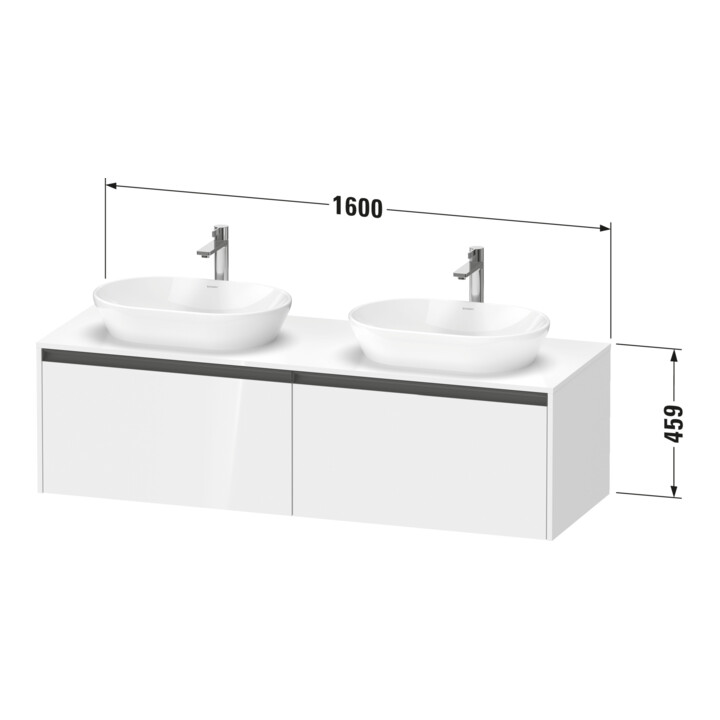 Duravit Meuble sous lavabo Ketho.2 160x55 cm, blanc mat, 2 tiroirs, suspendu