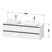 Duravit Meuble sous lavabo Ketho.2 160x55 cm, G gauche, blanc mat, 4 tiroirs, suspendu-5