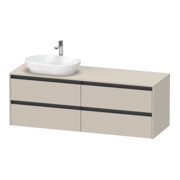 Duravit Meuble sous lavabo Ketho.2 160x55 cm, G, Taupe mat, 4 tiroirs, suspendu