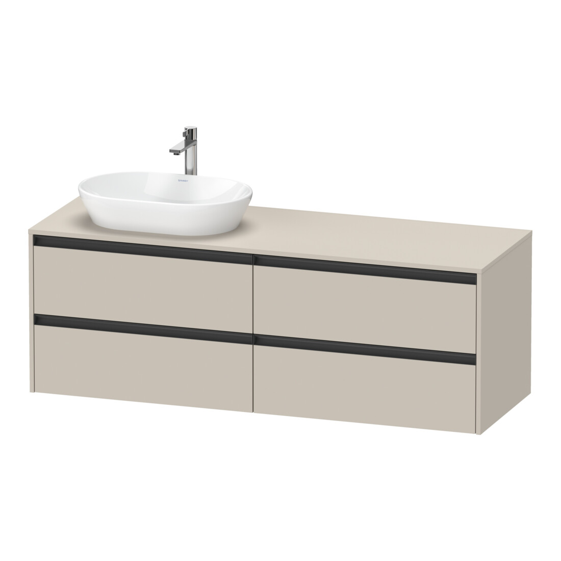 Duravit Meuble sous lavabo Ketho.2 160x55 cm, G, Taupe mat, 4 tiroirs, suspendu