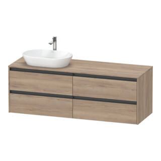 Duravit Meuble sous lavabo Ketho.2 160x55 cm, L P, blanc marbré, 4 tiroirs, suspendu