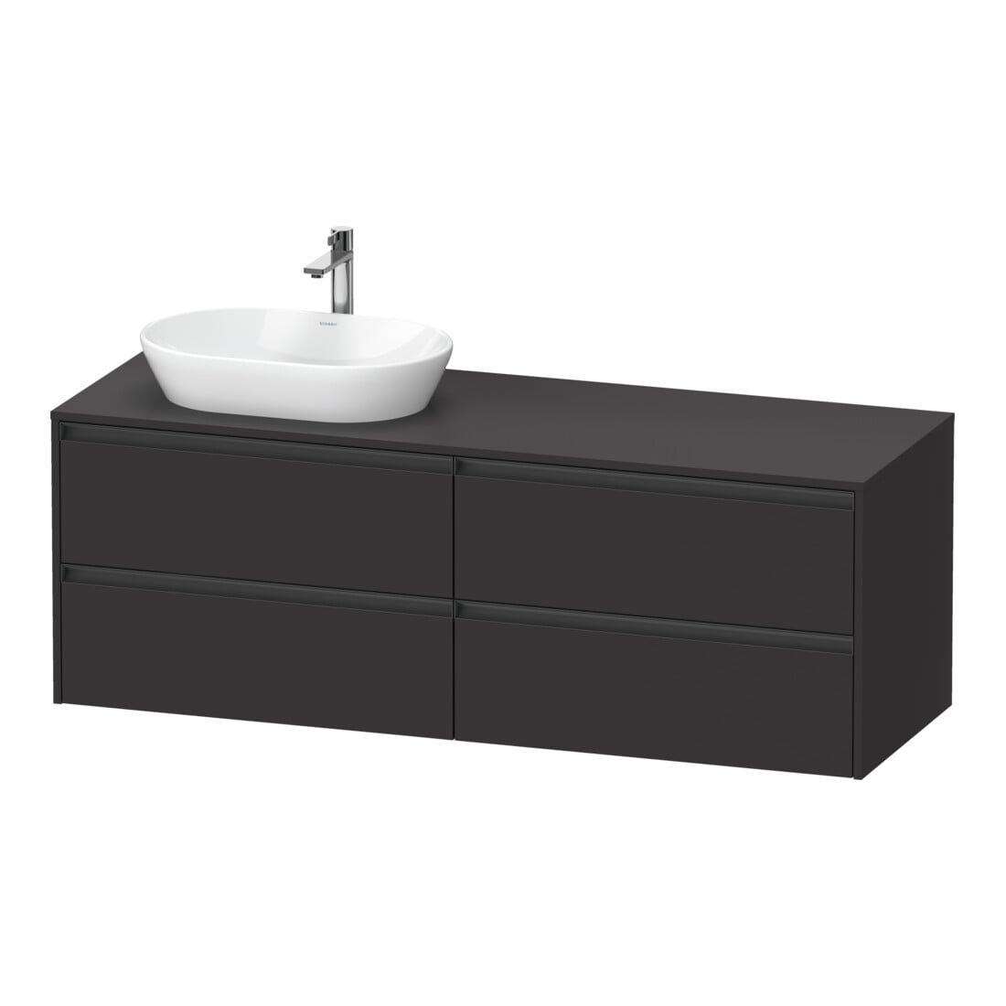 Duravit Meuble sous lavabo Ketho.2 160x55 cm, L P, gris mat, 4 tiroirs, suspendu
