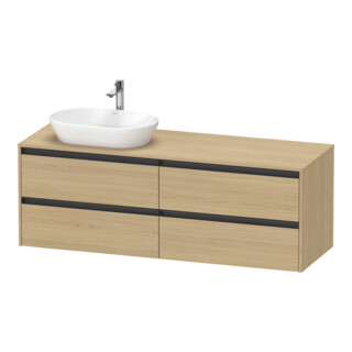 Duravit Meuble sous-lavabo Ketho.2 160x55cm, G à gauche, blanc œuf, 4 tiroirs, suspendu