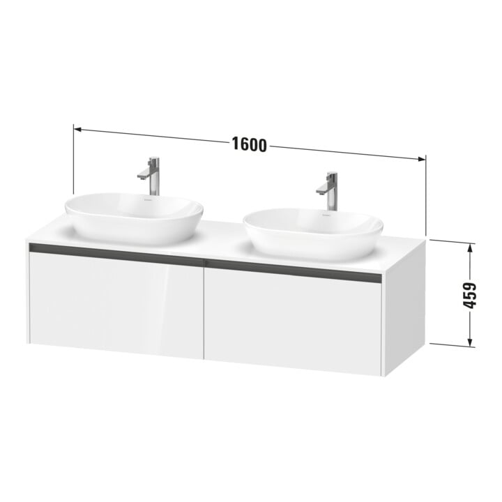 Duravit Meuble sous-lavabo Ketho.2 160x55cm, G gauche, bas. ma, 2 tiroirs, suspendu