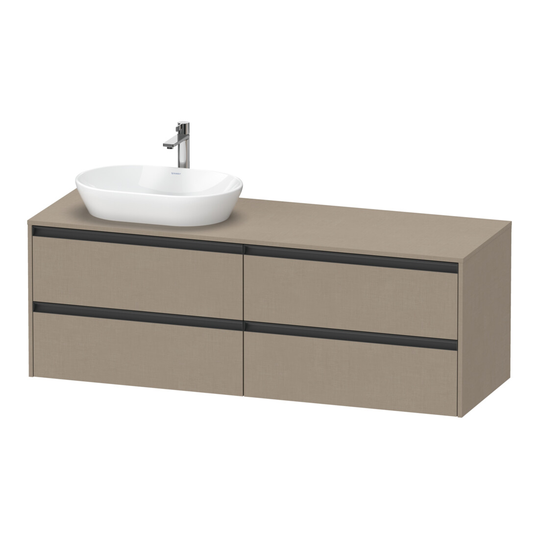 Duravit Meuble sous-lavabo Ketho.2 160x55cm, vasque à gauche, laqué, 4 tiroirs, suspendu