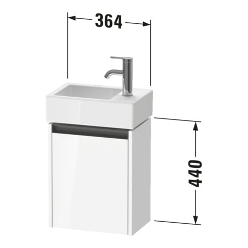 Duravit Meuble sous lavabo Ketho.2 36,4x23,8 cm, à droite, mat, 1 porte, mural