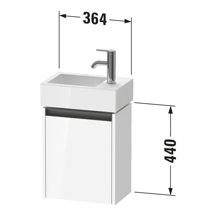 Duravit Meuble sous lavabo Ketho.2 36,4x23,8 cm, à droite, mat, 1 porte, mural