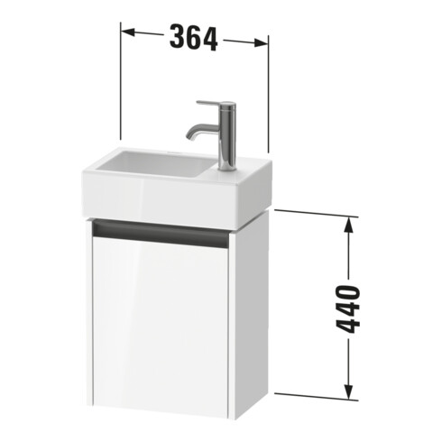 Duravit Meuble sous lavabo Ketho.2 36,4x23,8 cm, à gauche, blanc, 1 porte, suspendu