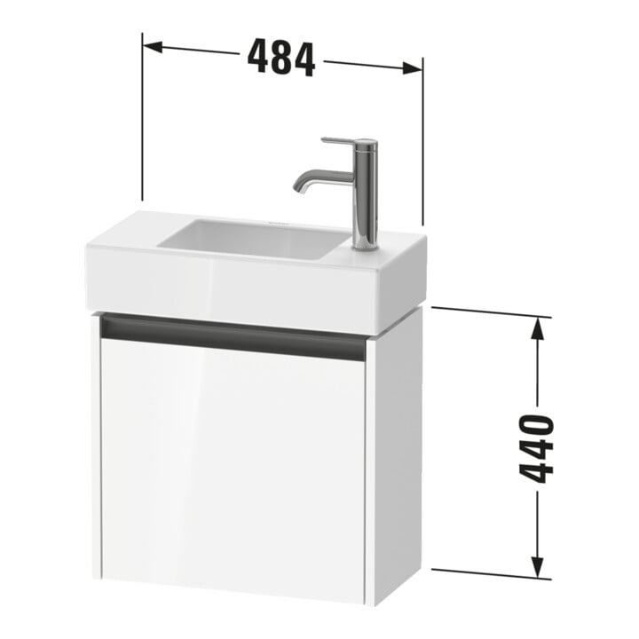 Duravit Meuble sous lavabo Ketho.2 48,4x23,8 cm, à droite, gris, 1 porte, suspendu