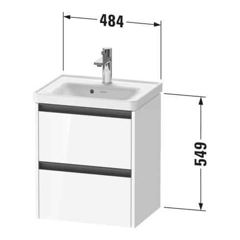 Duravit Meuble sous lavabo Ketho.2 48,4x37,5x54,9 cm, 2 tiroirs, suspendu, blanc œuf
