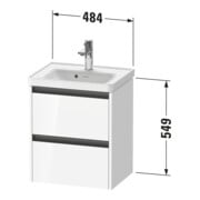 Duravit Meuble sous lavabo Ketho.2 48,4x37,5x54,9 cm, 2 tiroirs, suspendu, blanc œuf-3