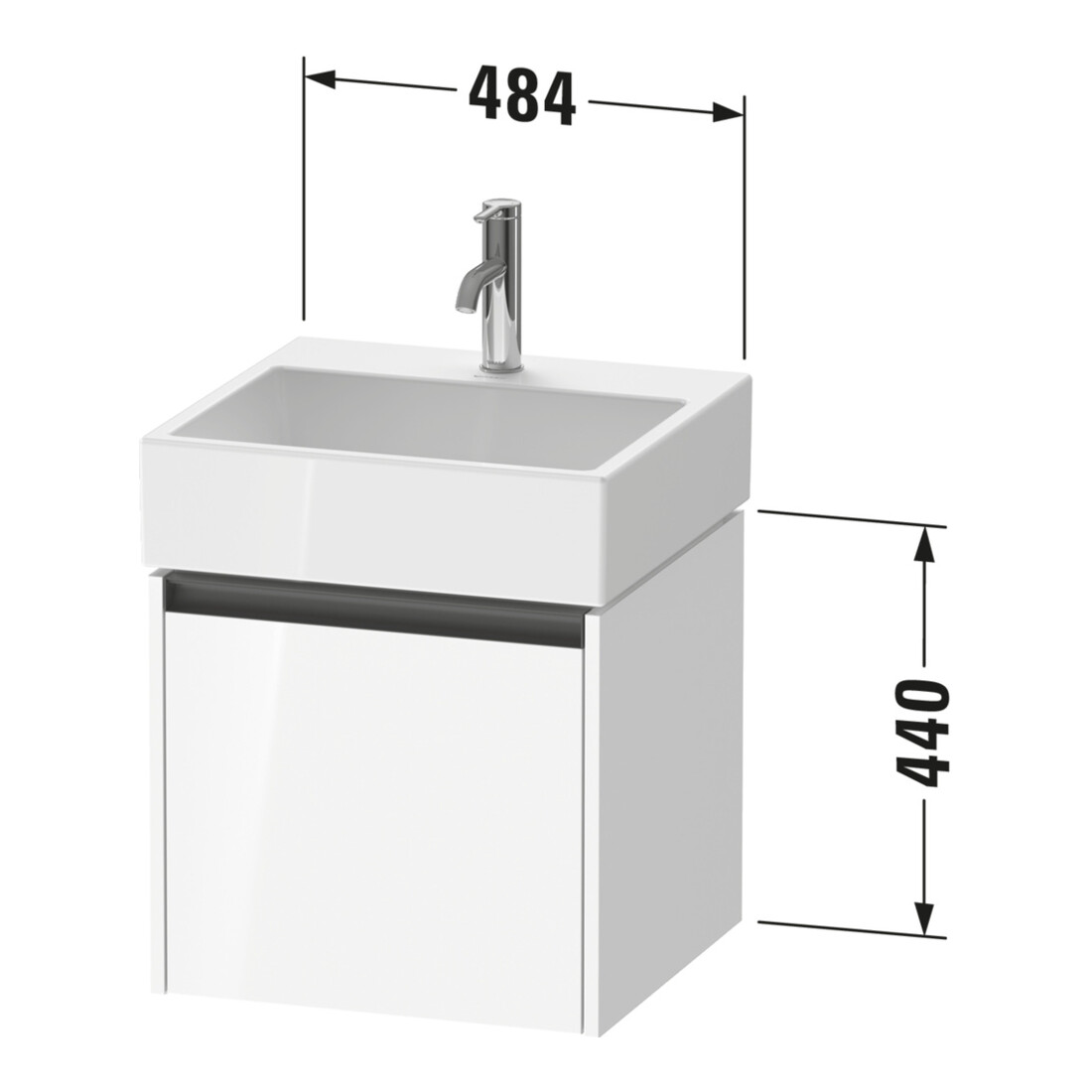 Duravit Meuble sous lavabo Ketho.2 48,4x46 cm, blanc brillant, 1 tiroir, suspendu
