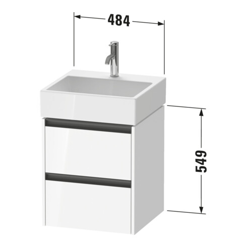 Duravit Meuble sous-lavabo Ketho.2 48,4x46 cm, blanc œuf, 2 tiroirs, suspendu