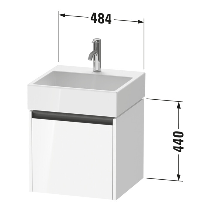 Duravit Meuble sous lavabo Ketho.2 48,4x46 cm, graph ma, 1 tiroir, suspendu