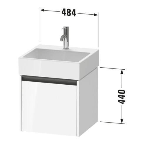 Duravit Meuble sous-lavabo Ketho.2 48,4x46 cm, graphite mat, 1 tiroir, suspendu