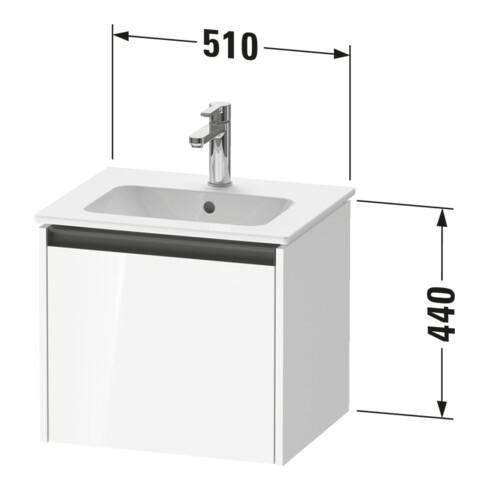Duravit Meuble sous-lavabo Ketho.2 51x42x44 cm, 1 tiroir, suspendu, graphite mat