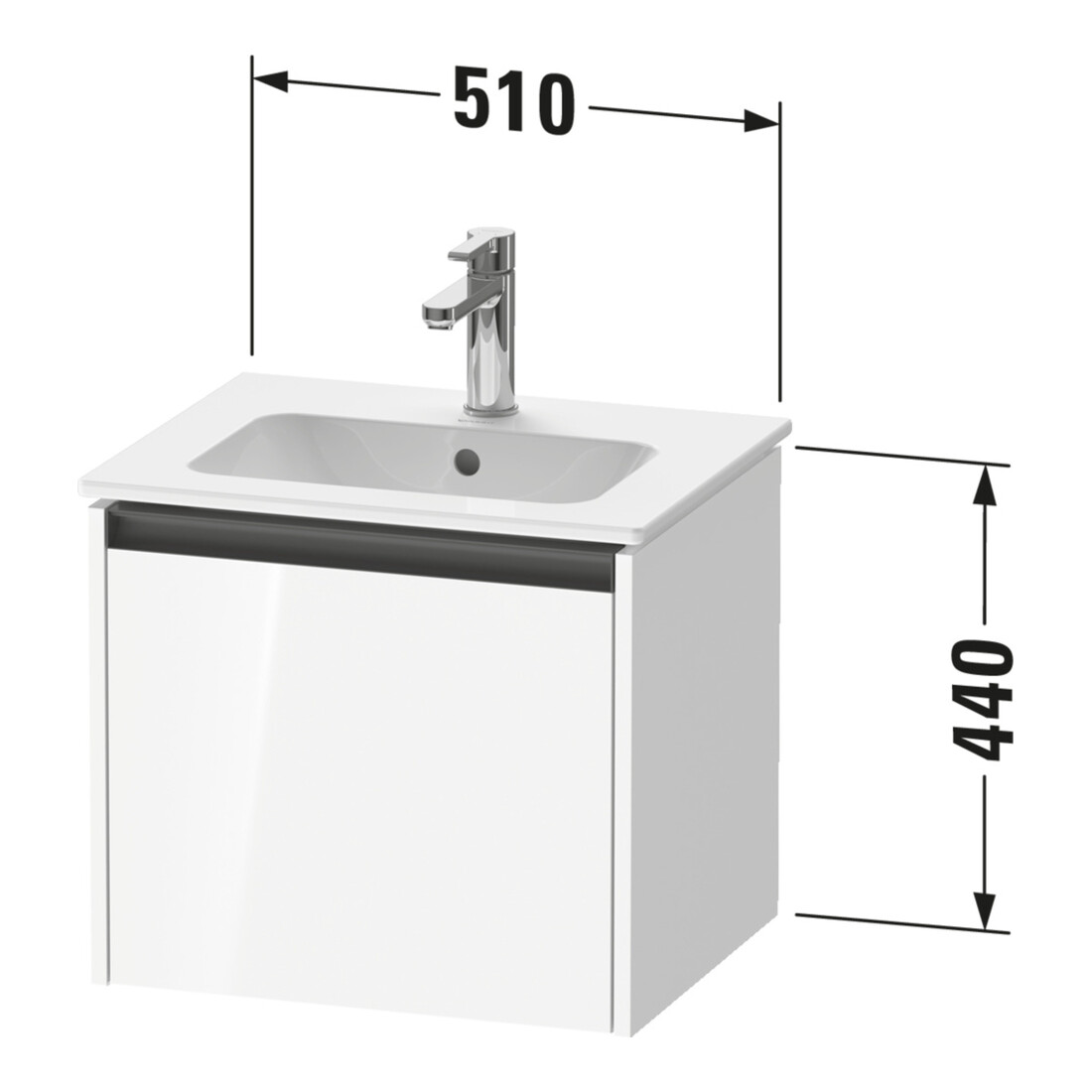 Duravit Meuble sous-lavabo Ketho.2 51x42x44 cm, 1 tiroir, suspendu, graphite mat